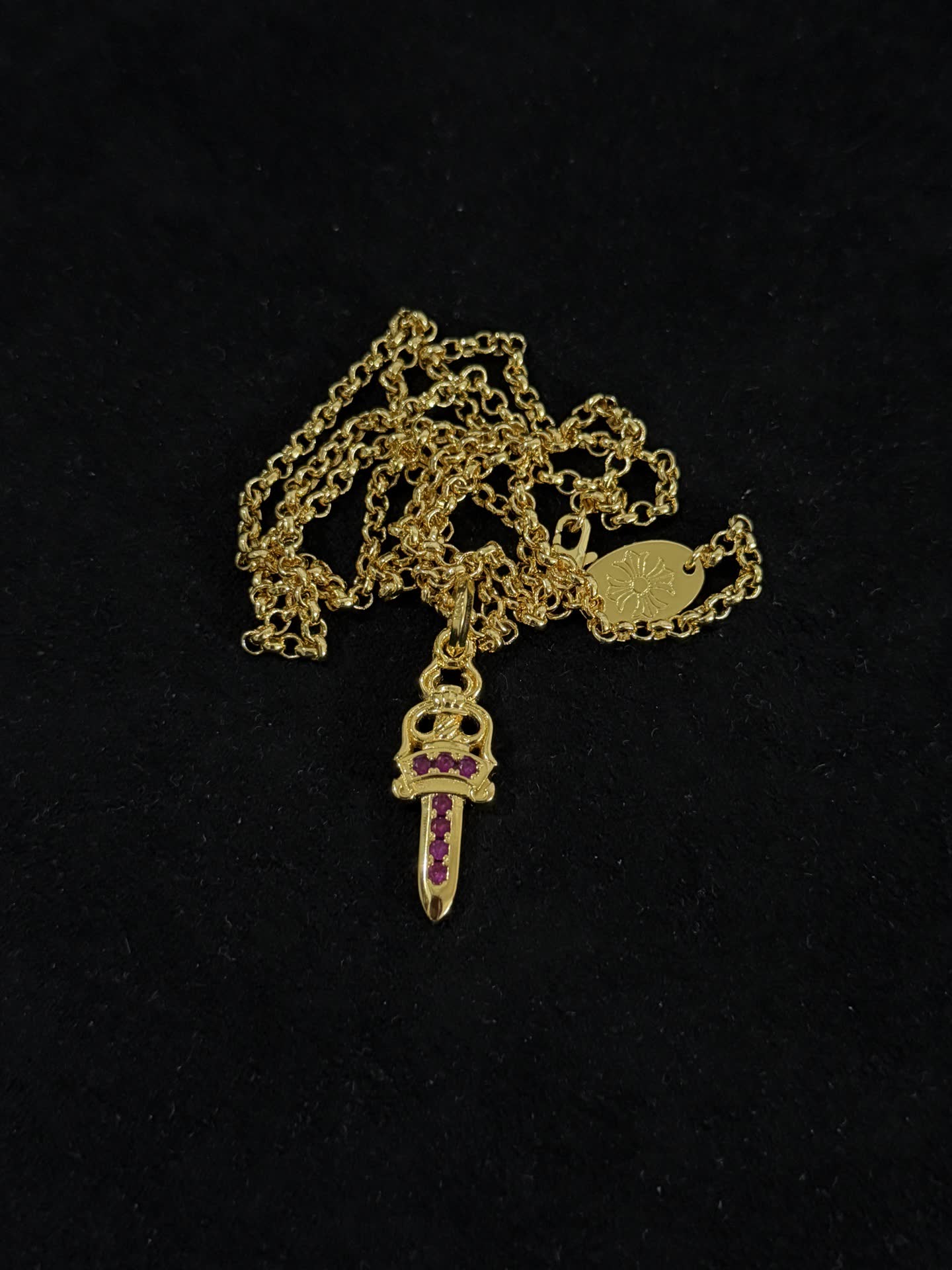 Chrome Hearts Gold Sword Pendant Necklace